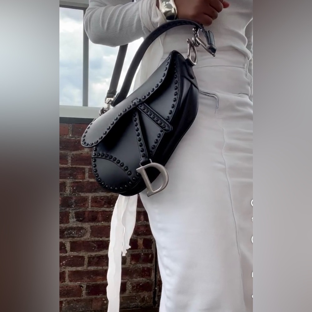 Dior RARE LIMITED EDITION Saddle Bag Studded Black Leather - Picture 9 of 15